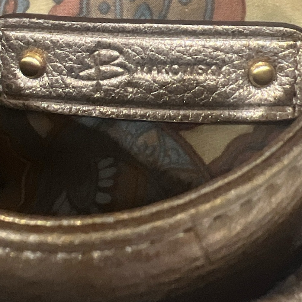 Vintage B Makowsky Bronze Metallic Leather Kiss-Lock Satchel Pristine Condition - Picture 13 of 13